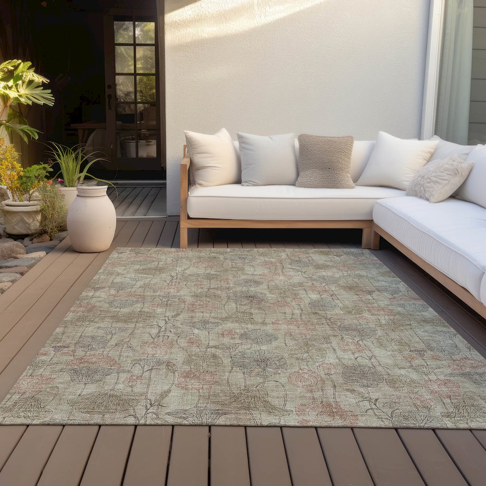Machine Washable Indoor/Outdoor Chantille ACN2128 Brown 9' x 12' Rug. Picture 7