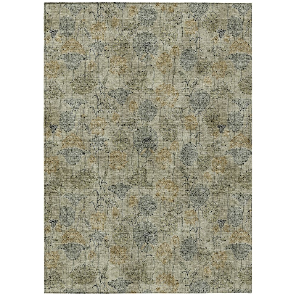 Machine Washable Indoor/Outdoor Chantille ACN2128 Khaki 9' x 12' Rug. Picture 1