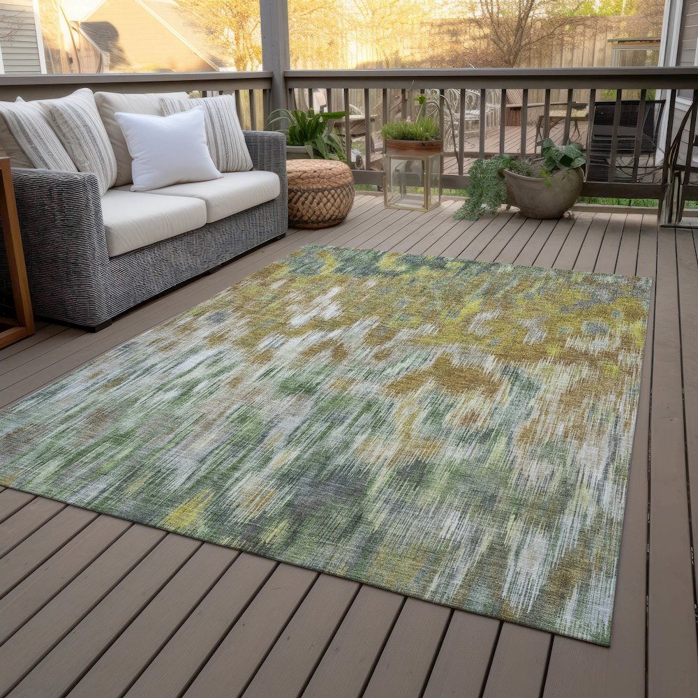Machine Washable Indoor/Outdoor Chantille ACN2129 Brown 9' x 12' Rug. Picture 8