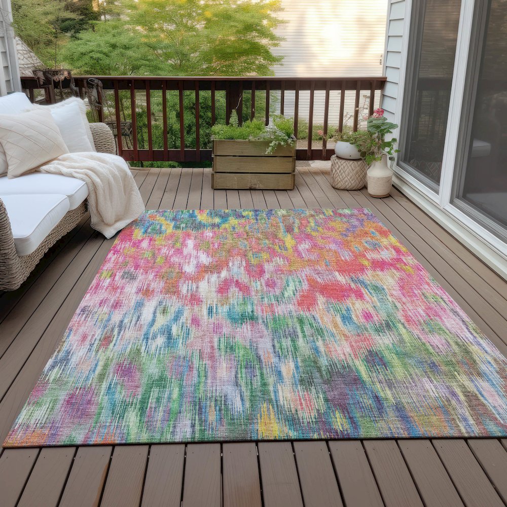 Machine Washable Indoor/Outdoor Chantille ACN2129 Pink 9' x 12' Rug. Picture 7