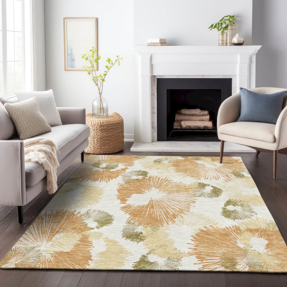 Machine Washable Indoor/Outdoor Chantille ACN2132 Coral 9' x 12' Rug. Picture 6