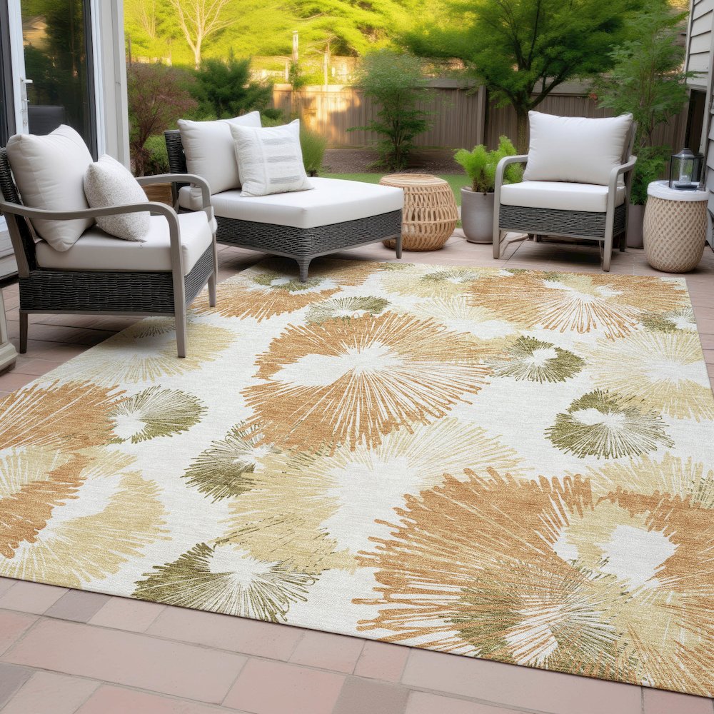 Machine Washable Indoor/Outdoor Chantille ACN2132 Coral 9' x 12' Rug. Picture 8
