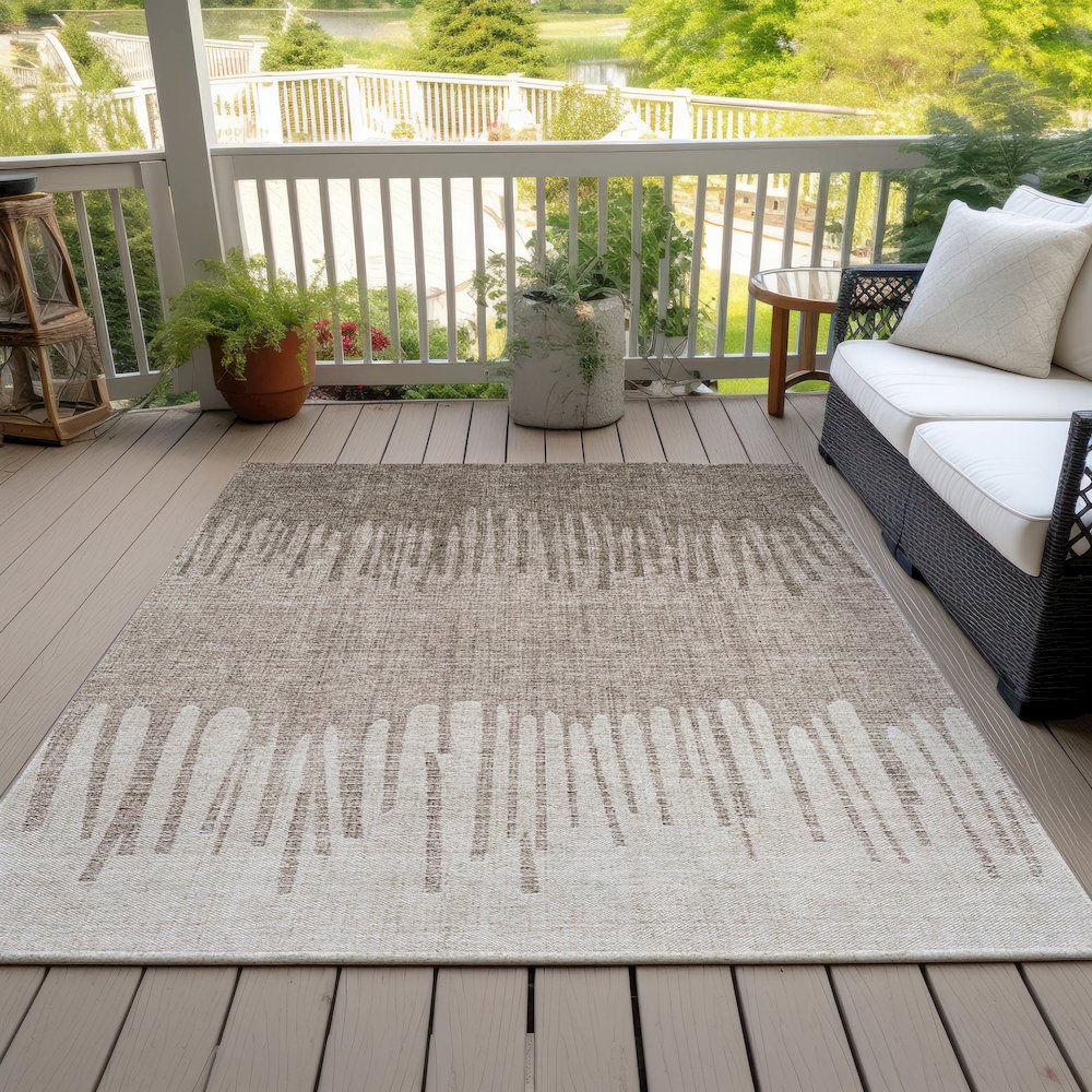 Machine Washable Indoor/Outdoor Chantille ACN2135 Brown 9' x 12' Rug. Picture 7