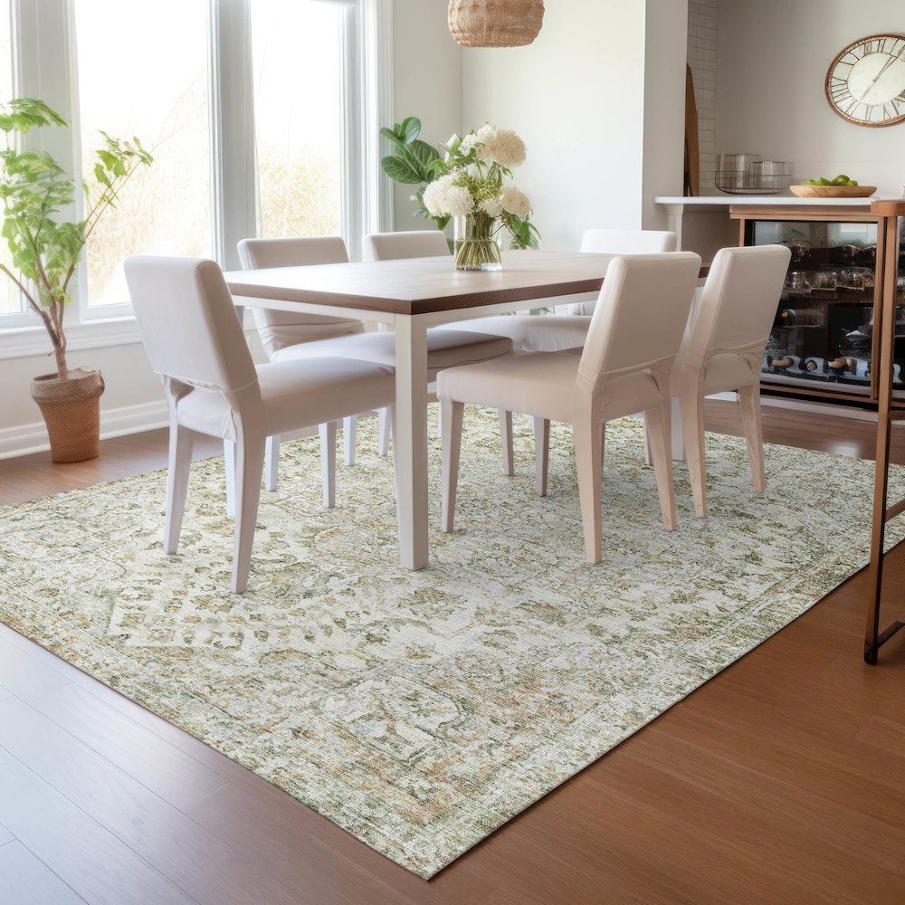 Machine Washable Indoor/Outdoor Chantille ACN2138 Ivory 9' x 12' Rug. Picture 5
