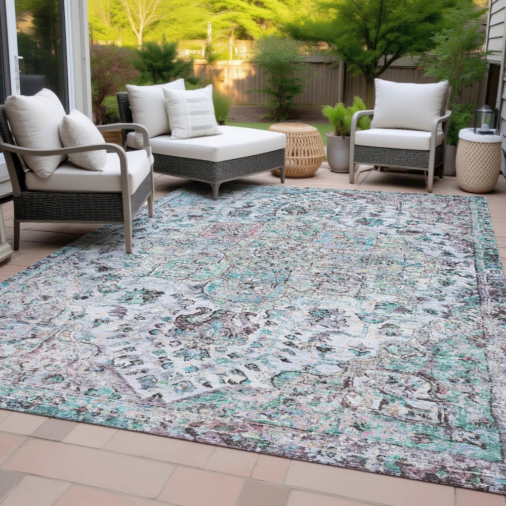 Machine Washable Indoor/Outdoor Chantille ACN2138 Sky 9' x 12' Rug. Picture 8
