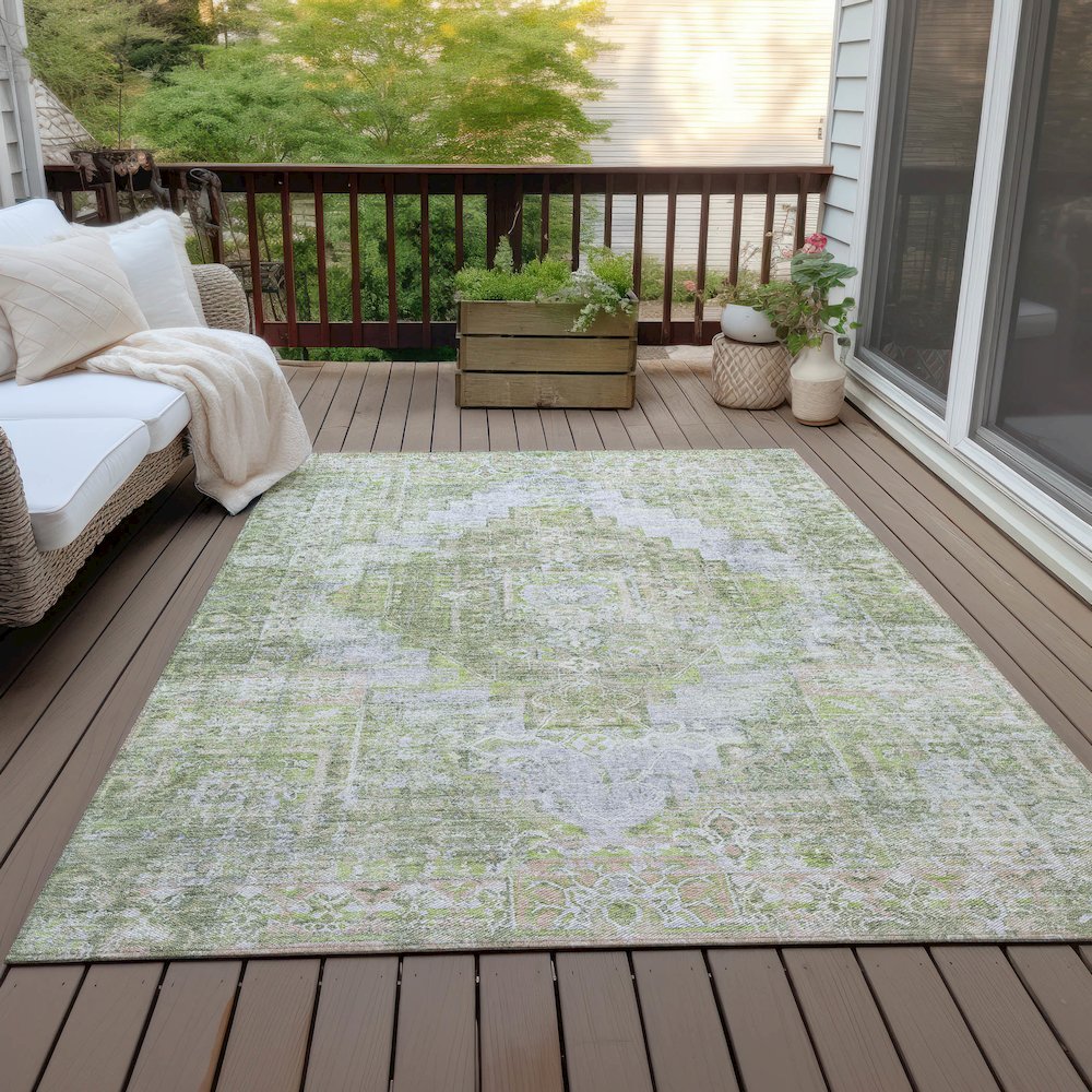Machine Washable Indoor/Outdoor Chantille ACN2140 Aloe 9' x 12' Rug. Picture 7