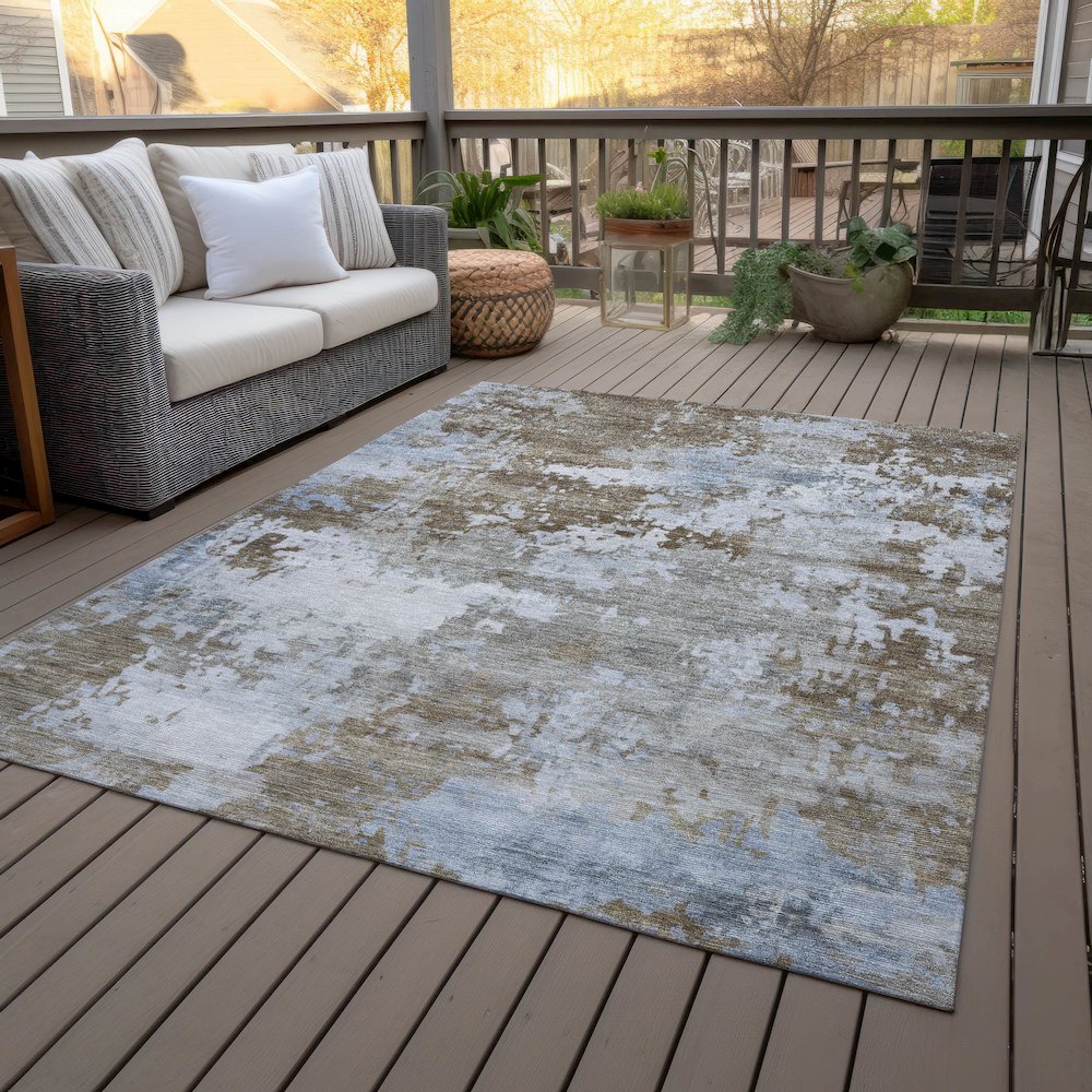 Machine Washable Indoor/Outdoor Chantille ACN2142 Chocolate 9' x 12' Rug. Picture 8