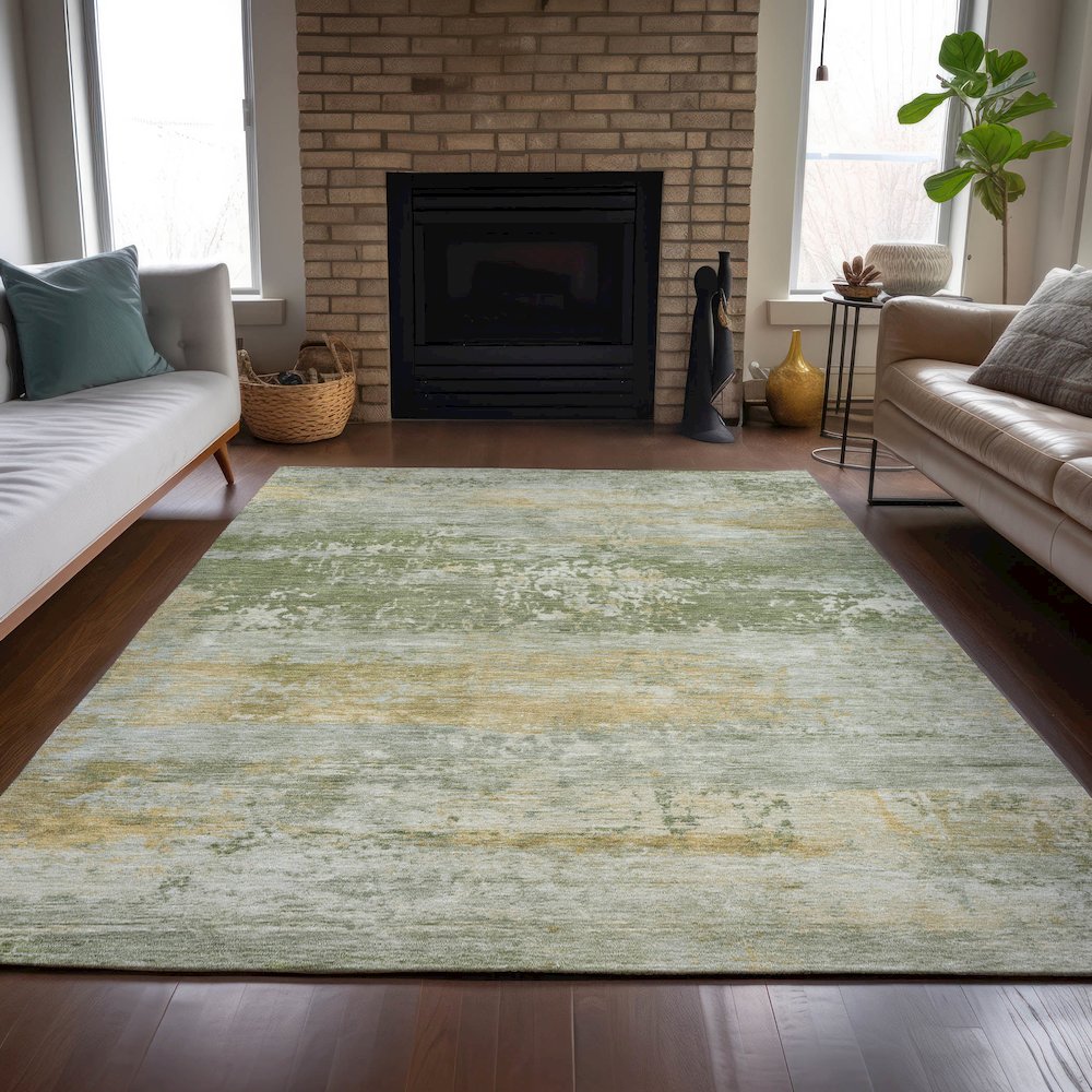 Machine Washable Indoor/Outdoor Chantille ACN2146 Aloe 9' x 12' Rug. Picture 6