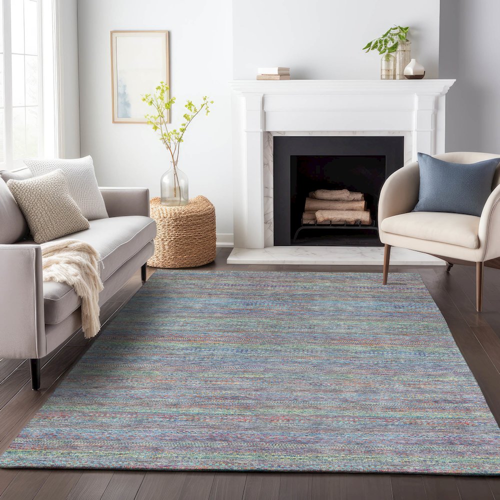 Machine Washable Indoor/Outdoor Chantille ACN2148 Blue 9' x 12' Rug. Picture 6