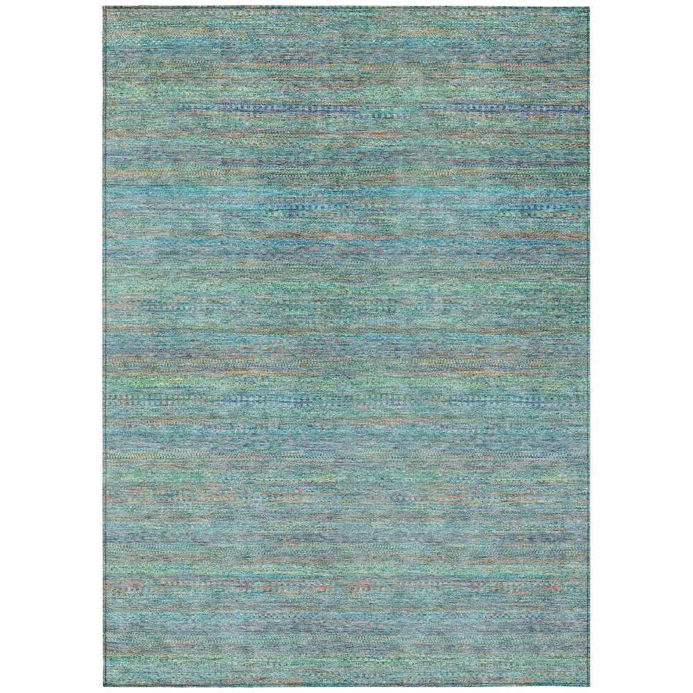 Machine Washable Indoor/Outdoor Chantille ACN2148 Teal 9' x 12' Rug. Picture 1