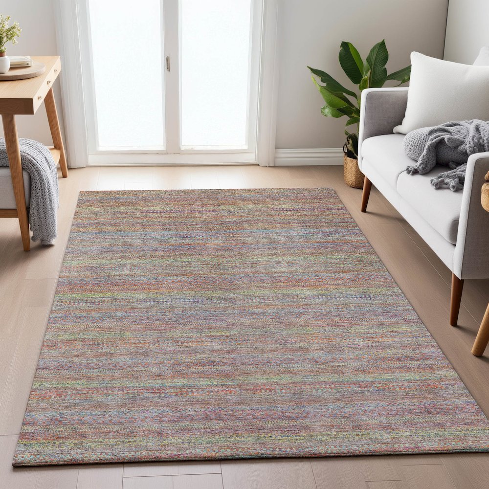 Machine Washable Indoor/Outdoor Chantille ACN2148 Terracotta 9' x 12' Rug. Picture 5