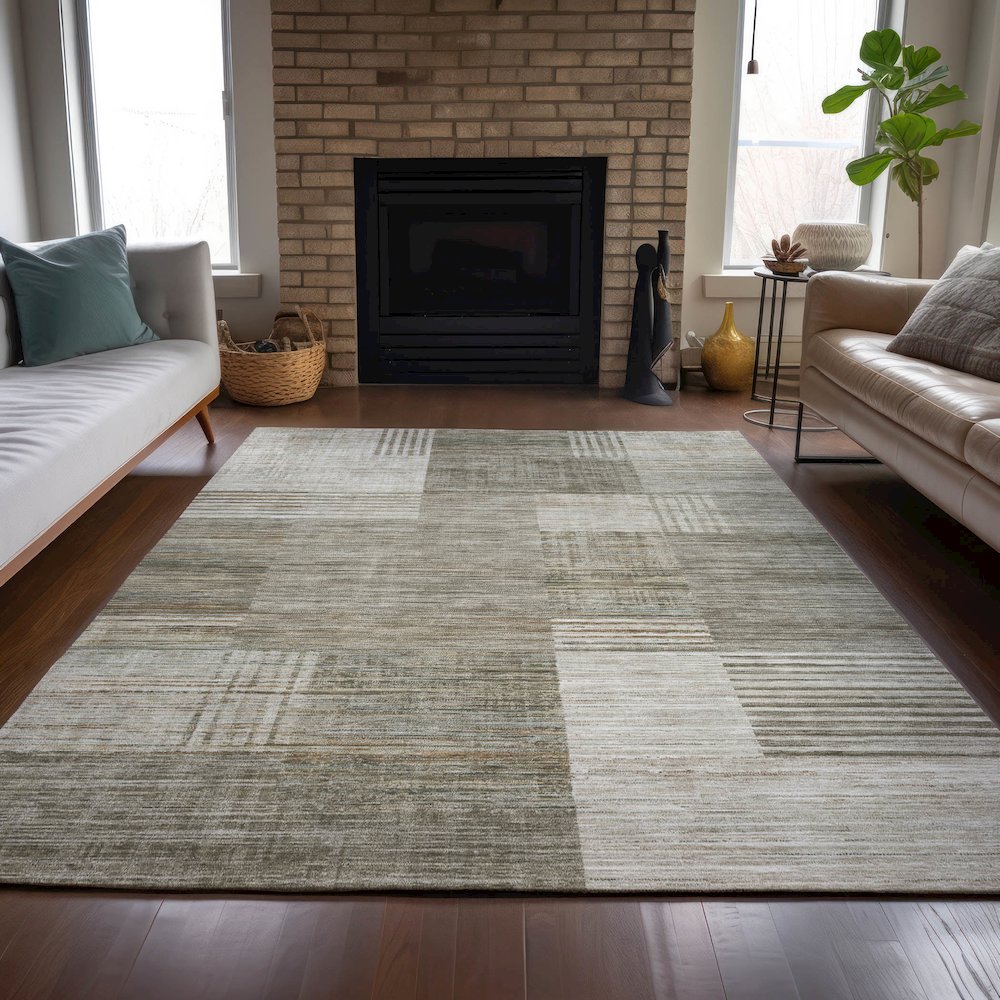 Machine Washable Indoor/Outdoor Chantille ACN2149 Pewter 9' x 12' Rug. Picture 6