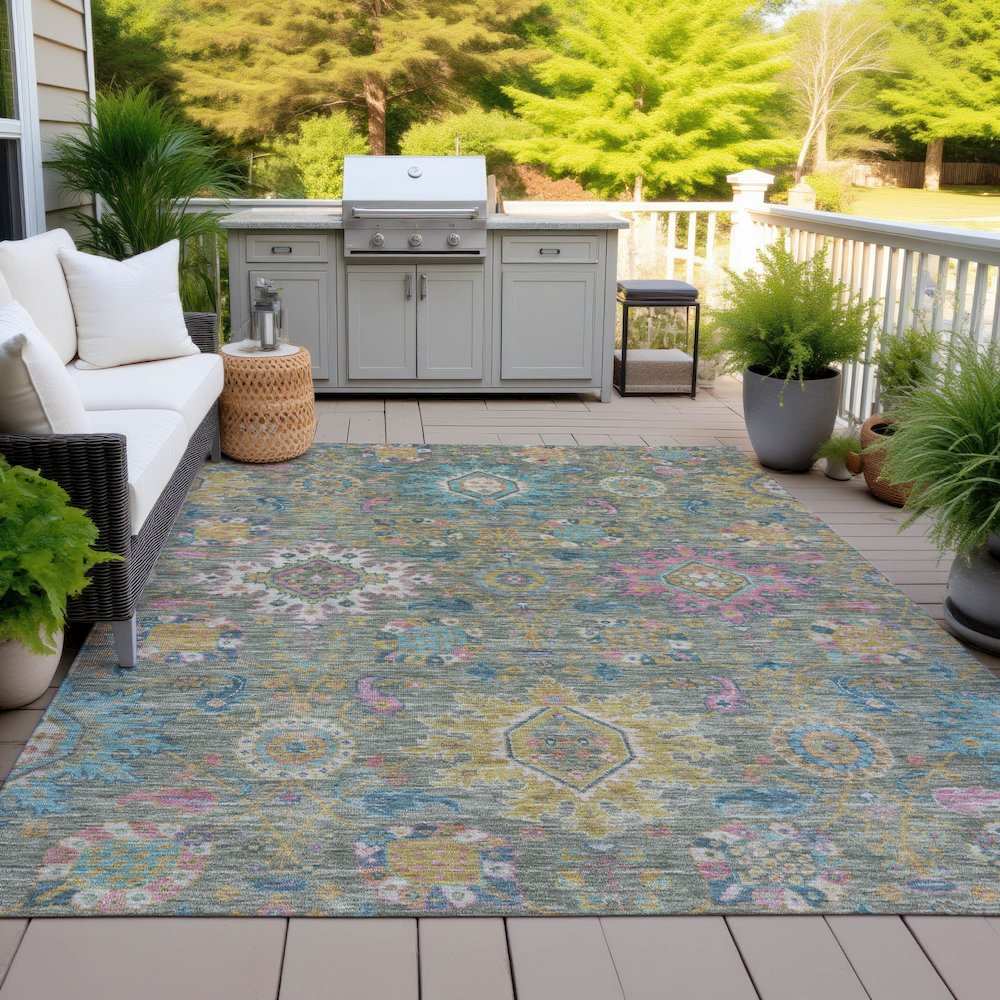 Machine Washable Indoor/Outdoor Chantille ACN2151 Aloe 9' x 12' Rug. Picture 7