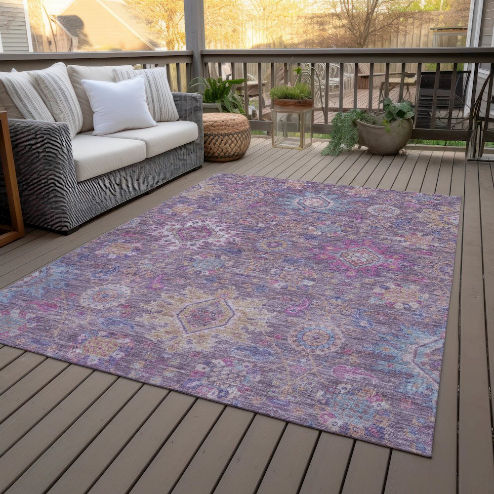 Machine Washable Indoor/Outdoor Chantille ACN2151 Eggplant 9' x 12' Rug. Picture 8