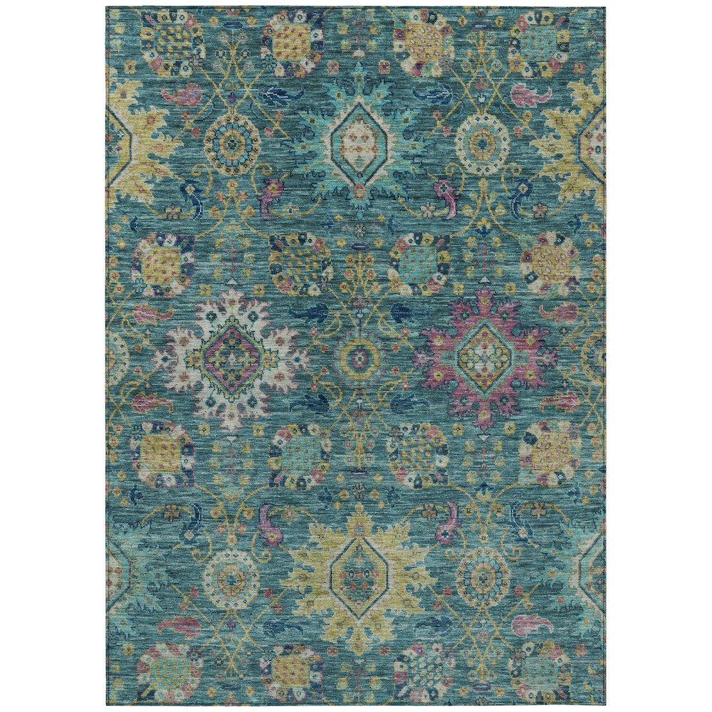 Machine Washable Indoor/Outdoor Chantille ACN2151 Teal 9' x 12' Rug. Picture 1