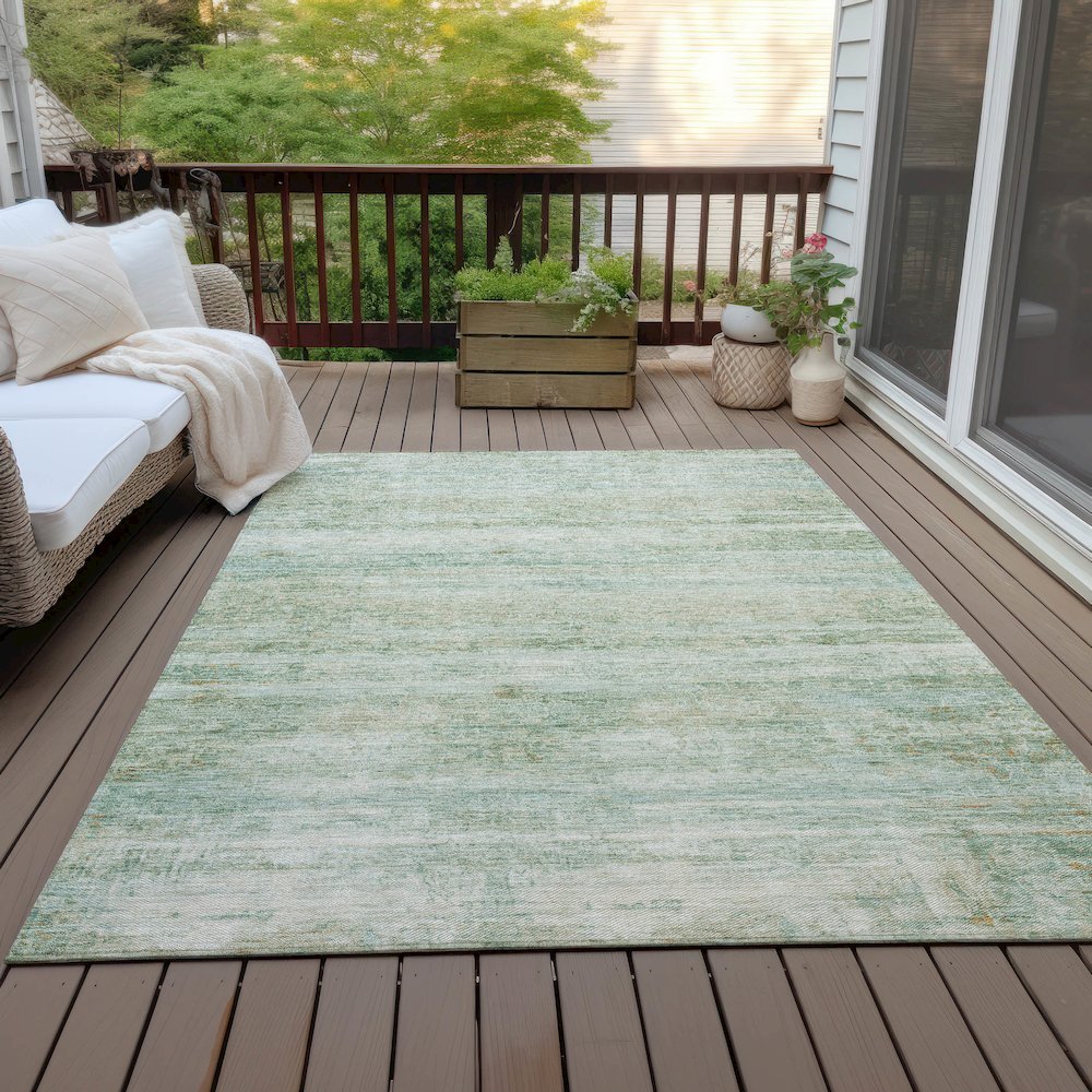 Machine Washable Indoor/Outdoor Chantille ACN2154 Green 9' x 12' Rug. Picture 7