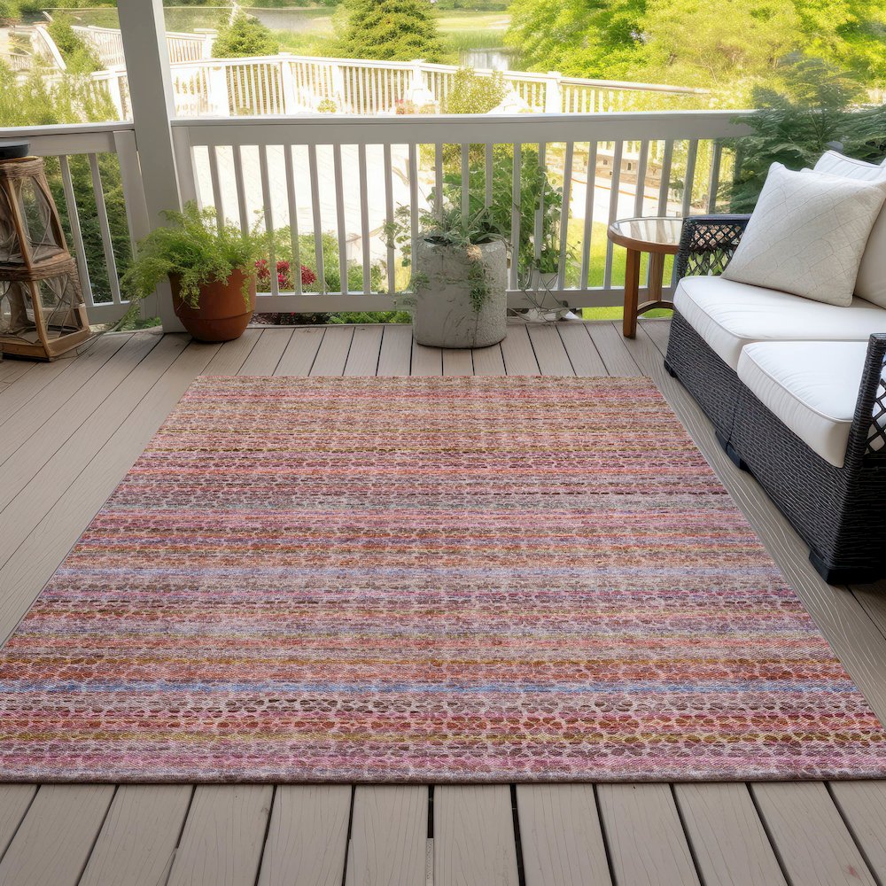 Machine Washable Indoor/Outdoor Chantille ACN2155 Pink 9' x 12' Rug. Picture 7