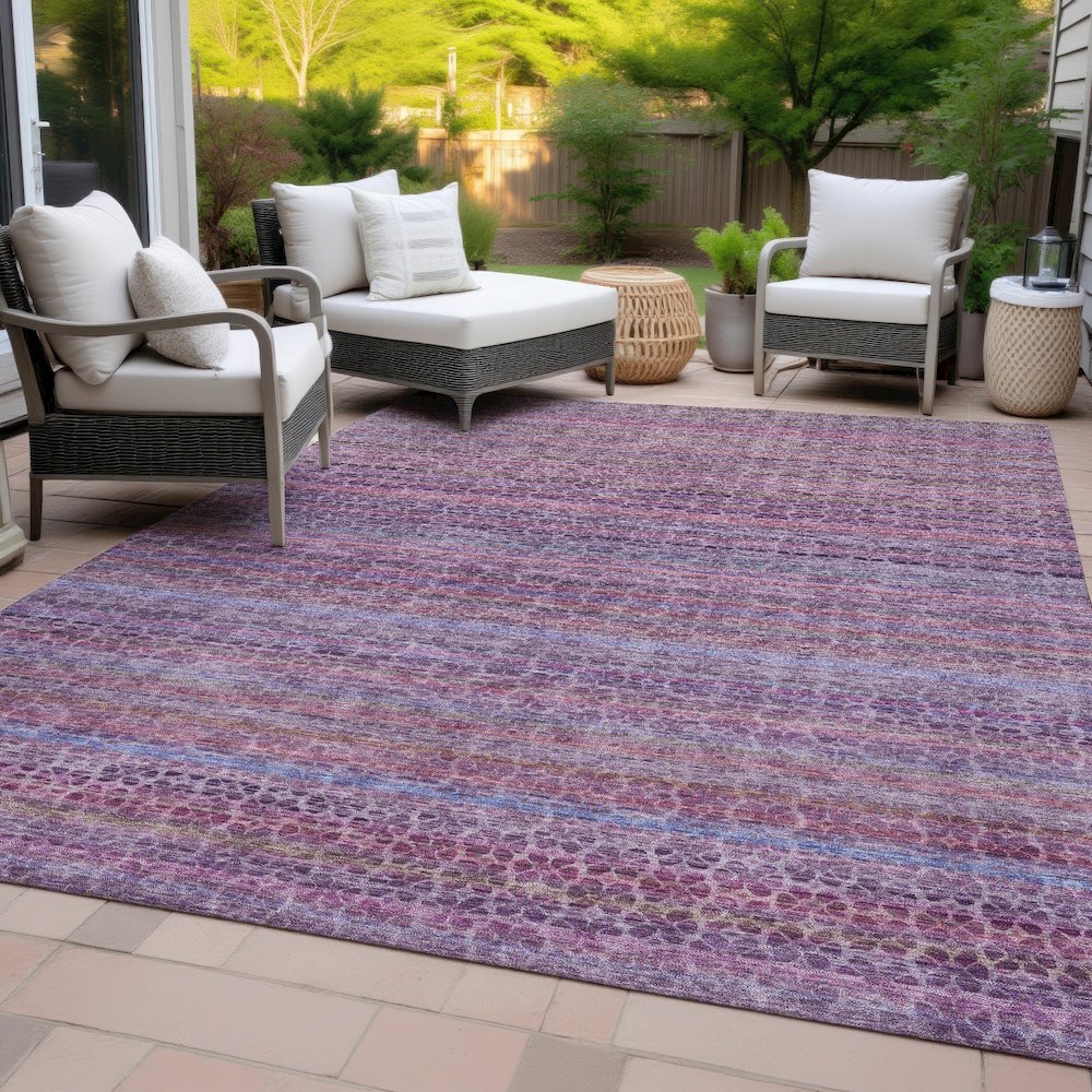 Machine Washable Indoor/Outdoor Chantille ACN2155 Purple 9' x 12' Rug. Picture 8