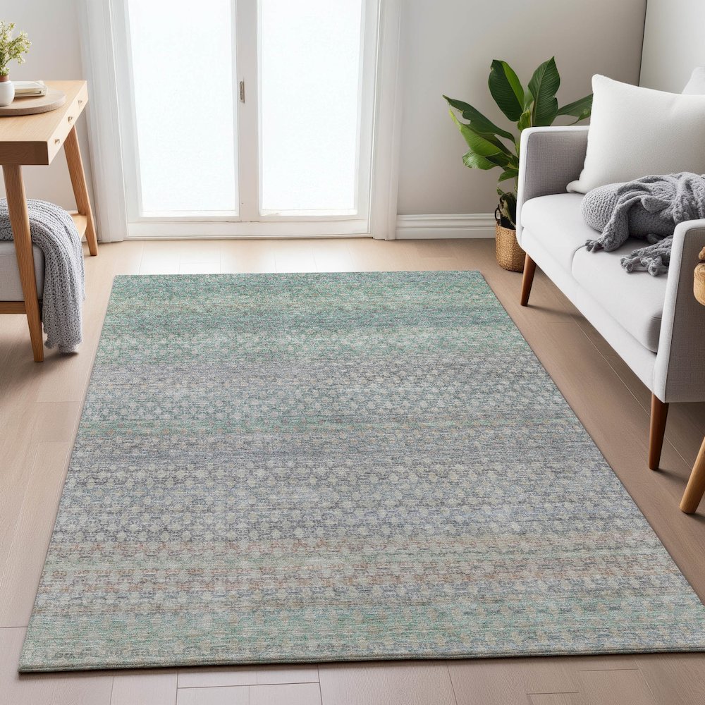 Machine Washable Indoor/Outdoor Chantille ACN2158 Beige 9' x 12' Rug. Picture 5