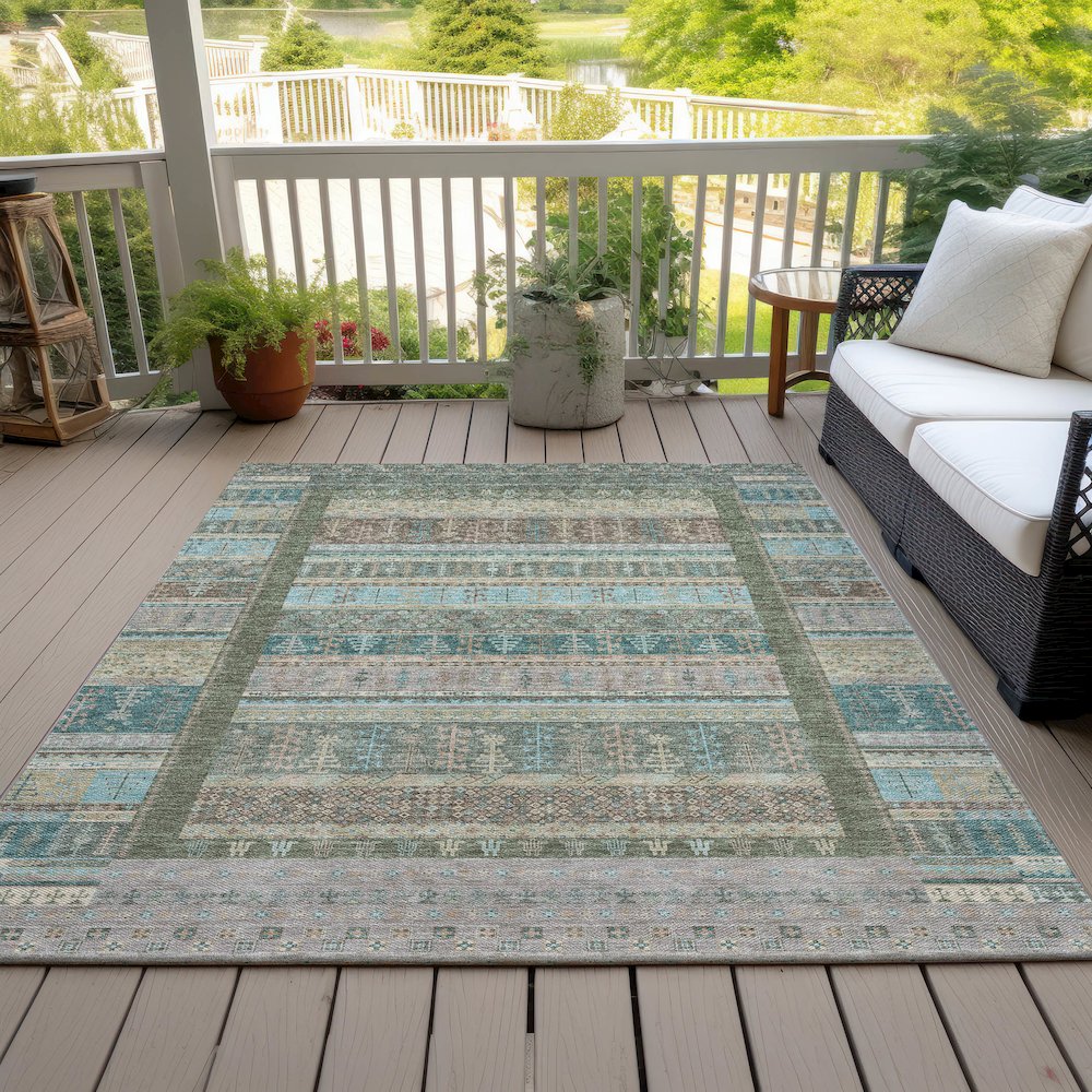 Machine Washable Indoor/Outdoor Chantille ACN2160 Aloe 9' x 12' Rug. Picture 7