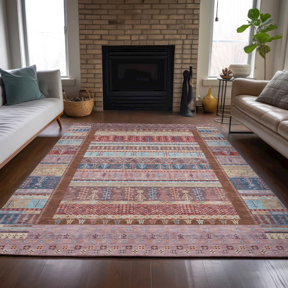 Machine Washable Indoor/Outdoor Chantille ACN2160 Red 9' x 12' Rug. Picture 6