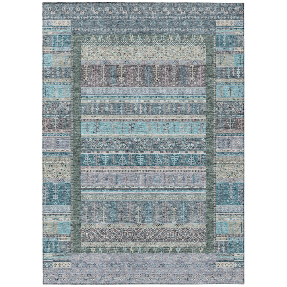 Machine Washable Indoor/Outdoor Chantille ACN2160 Teal 9' x 12' Rug. Picture 1