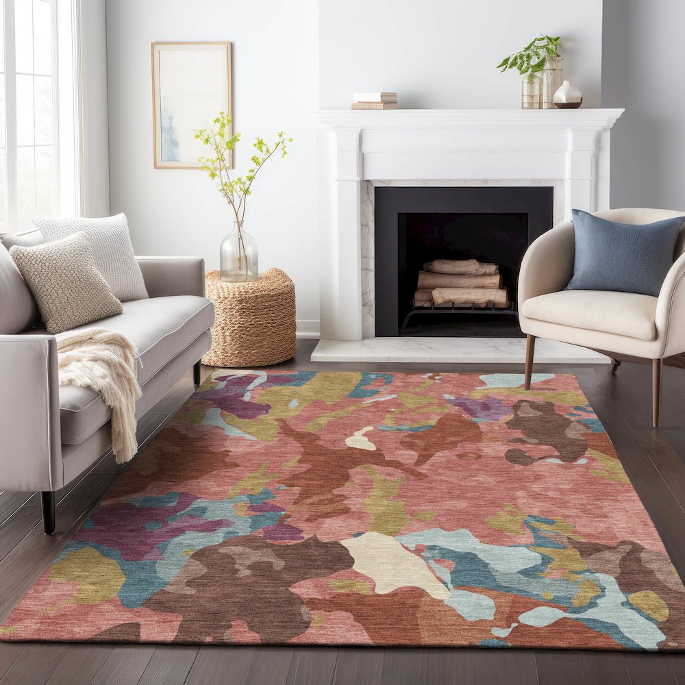 Machine Washable Indoor/Outdoor Chantille ACN2161 Pink 9' x 12' Rug. Picture 6