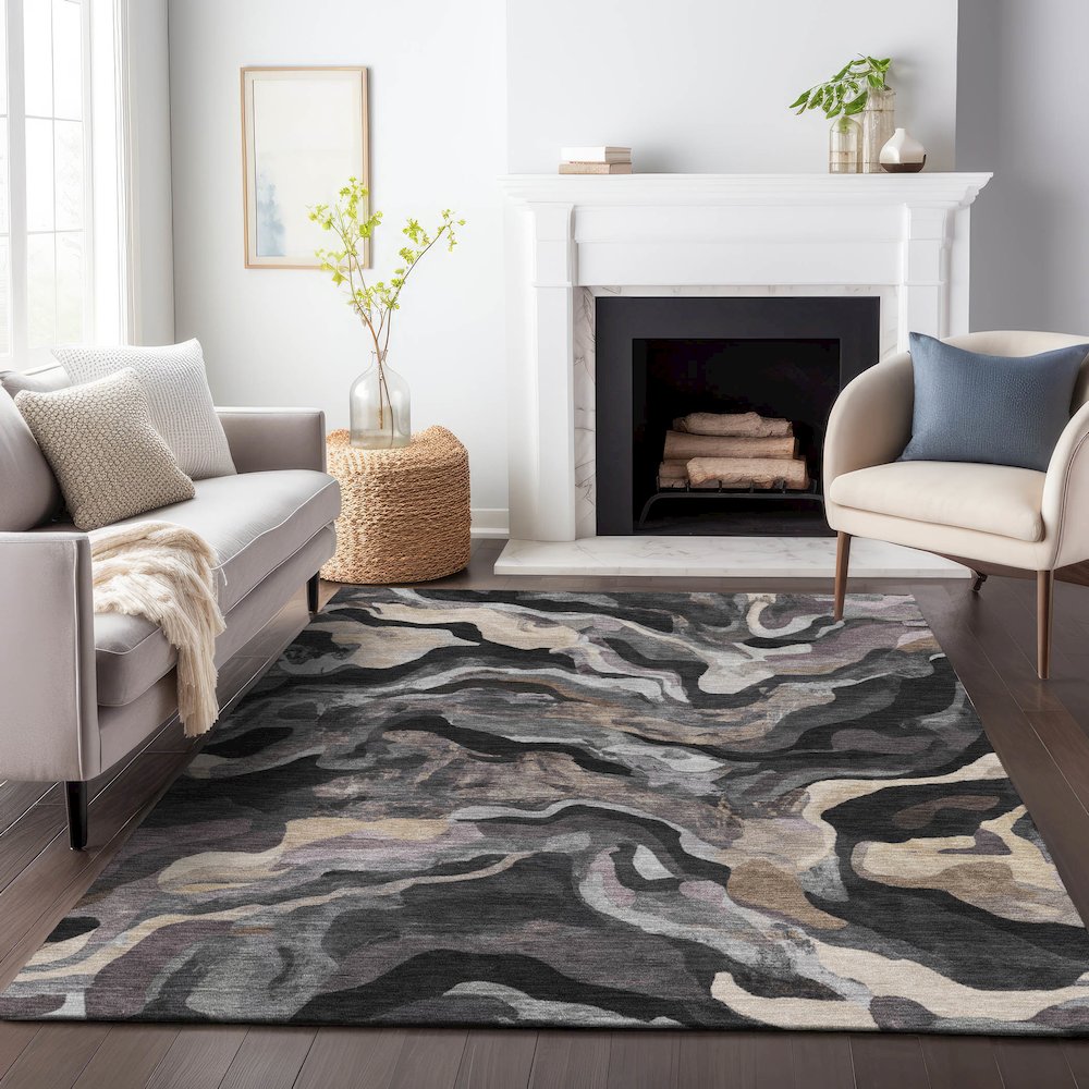 Machine Washable Indoor/Outdoor Chantille ACN2162 Granite 9' x 12' Rug. Picture 6