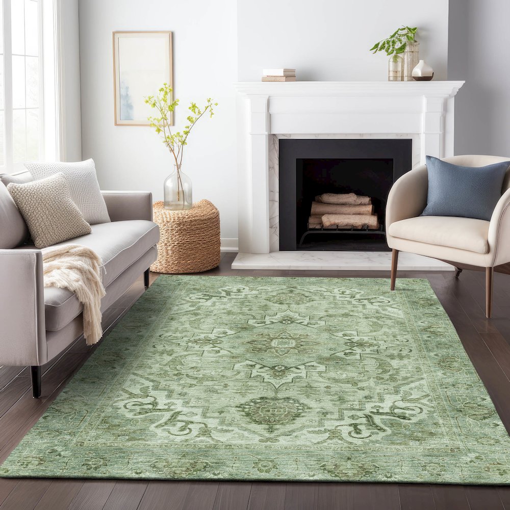 Machine Washable Indoor/Outdoor Chantille ACN2164 Aloe 9' x 12' Rug. Picture 6