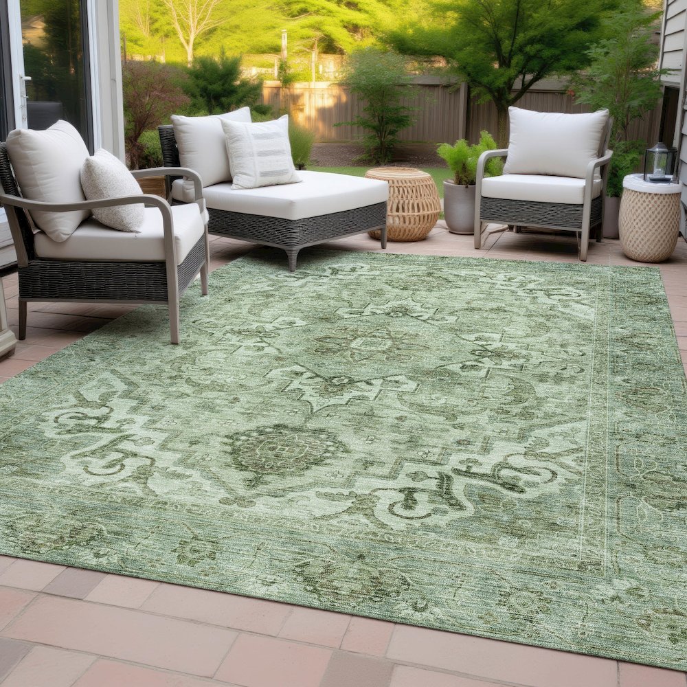 Machine Washable Indoor/Outdoor Chantille ACN2164 Aloe 9' x 12' Rug. Picture 8
