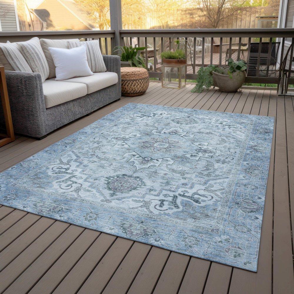 Machine Washable Indoor/Outdoor Chantille ACN2164 Sky 9' x 12' Rug. Picture 8