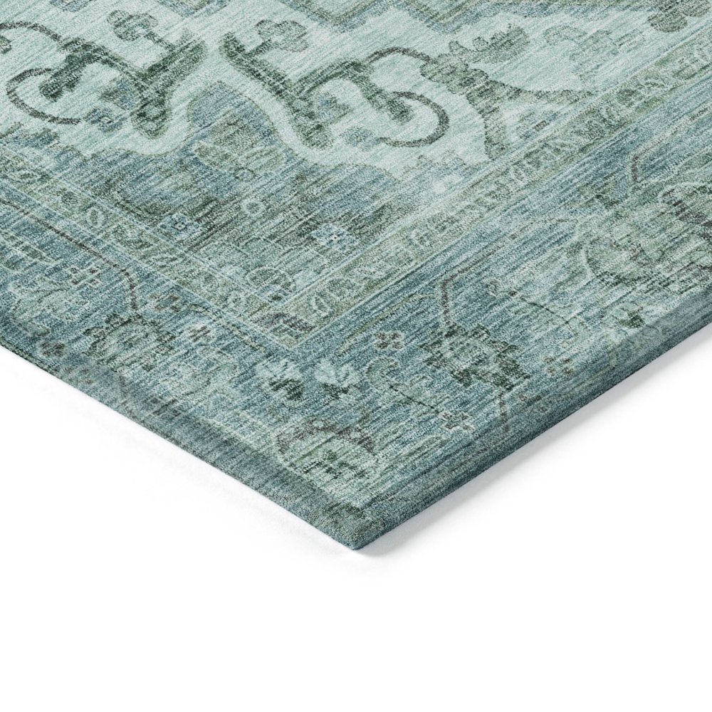 Machine Washable Indoor/Outdoor Chantille ACN2164 Teal 5' x 7'6" Rug. Picture 3