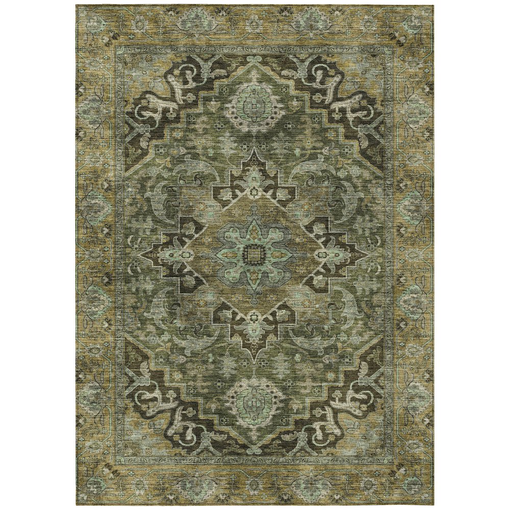 Machine Washable Indoor/Outdoor Chantille ACN2165 Olive 9' x 12' Rug. Picture 1