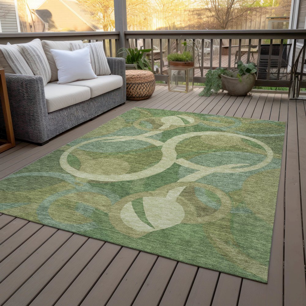 Machine Washable Indoor/Outdoor Chantille ACN2167 Green 9' x 12' Rug. Picture 8