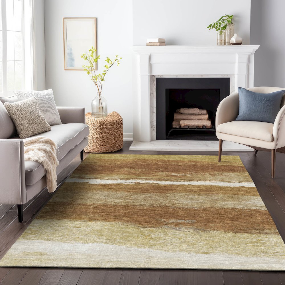 Machine Washable Indoor/Outdoor Chantille ACN2169 Paprika 9' x 12' Rug. Picture 6