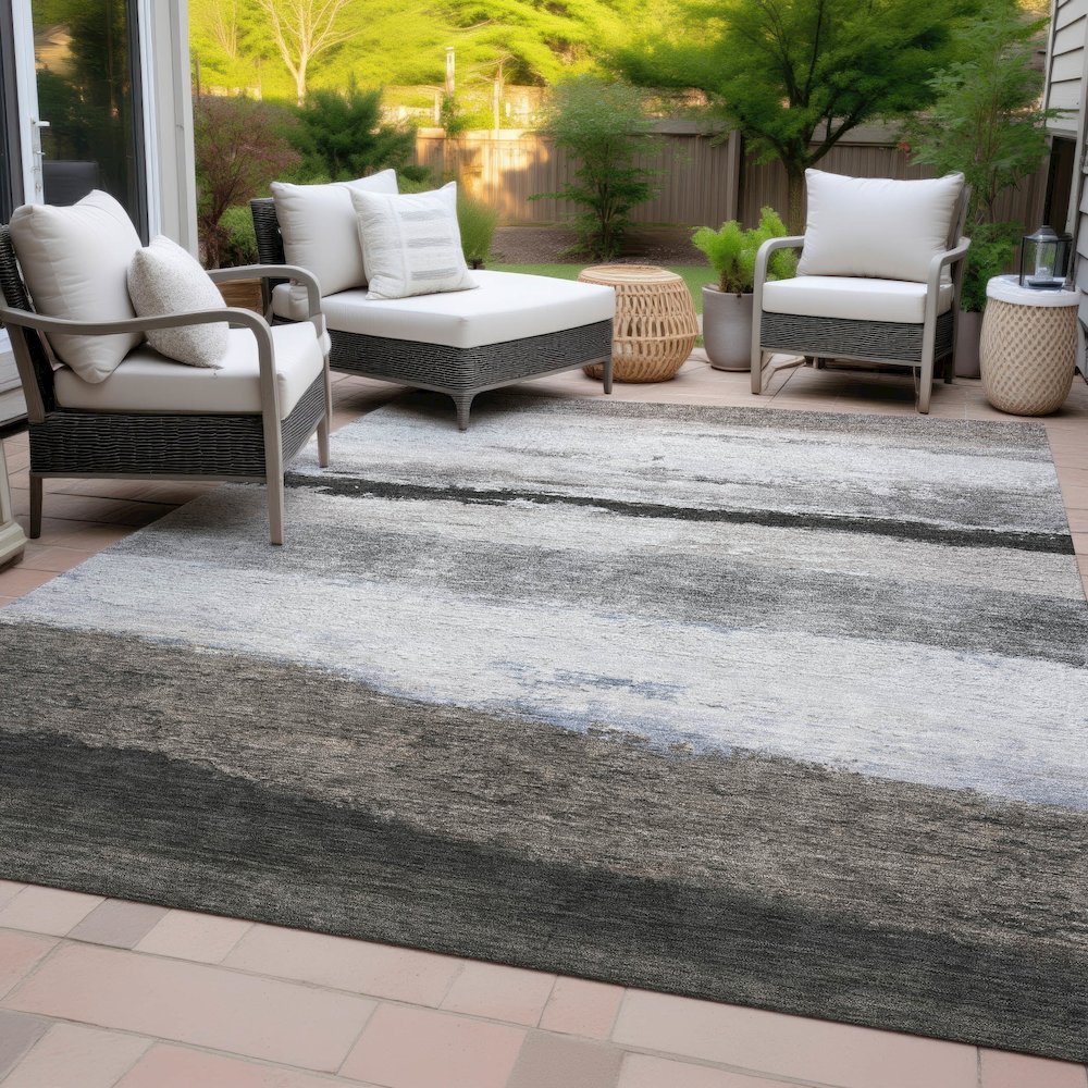 Machine Washable Indoor/Outdoor Chantille ACN2169 Taupe 9' x 12' Rug. Picture 8