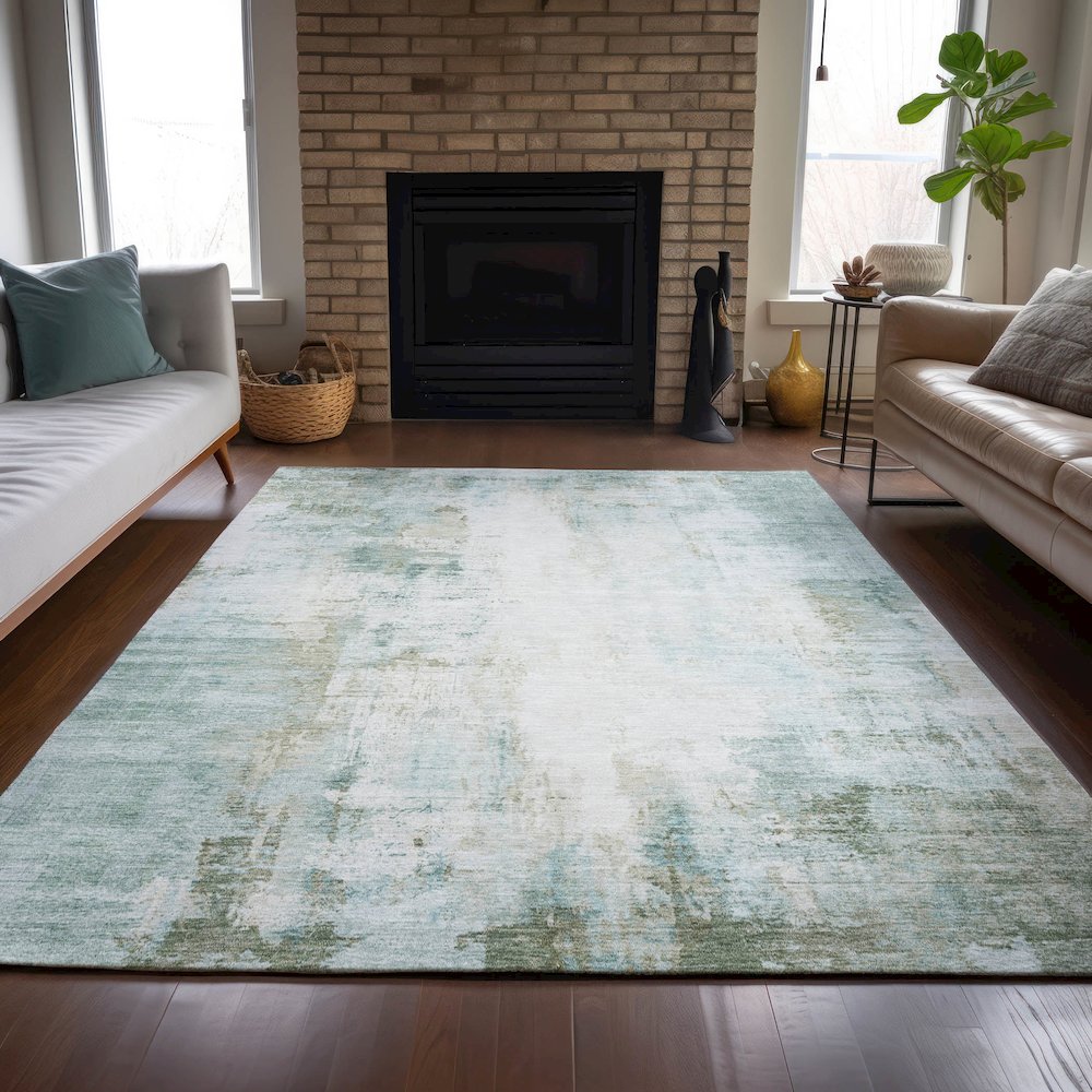 Machine Washable Indoor/Outdoor Chantille ACN2171 Sage 9' x 12' Rug. Picture 6