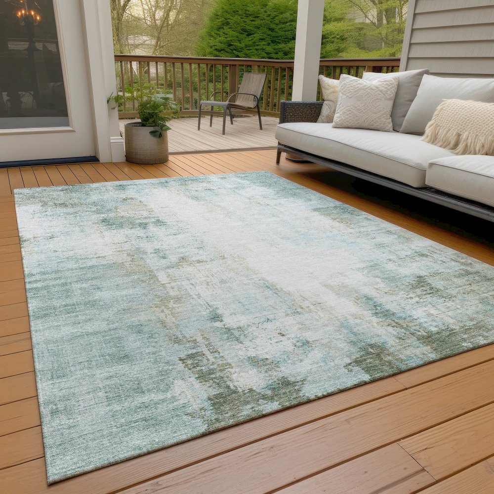 Machine Washable Indoor/Outdoor Chantille ACN2171 Sage 9' x 12' Rug. Picture 7