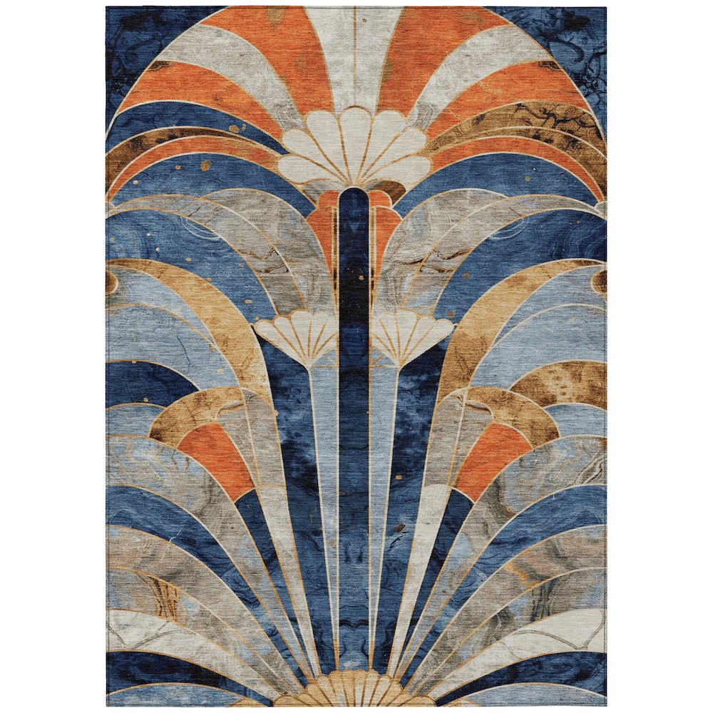 Machine Washable Indoor/Outdoor Chantille ACN2177 Navy 9' x 12' Rug. Picture 1