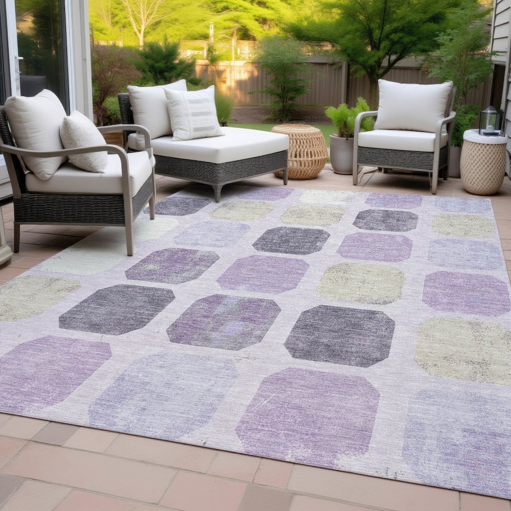 Machine Washable Indoor/Outdoor Chantille ACN2182 Lavender 9' x 12' Rug. Picture 8