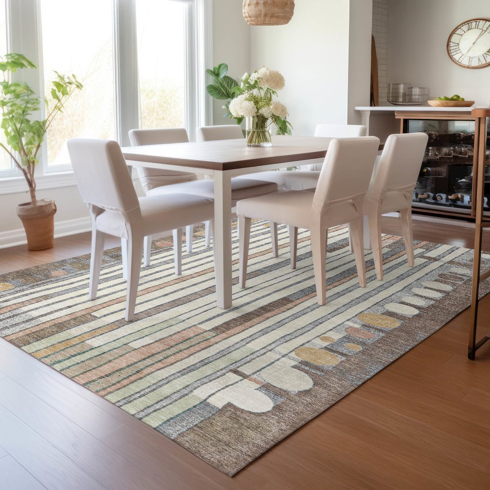 Machine Washable Indoor/Outdoor Chantille ACN2189 Brown 9' x 12' Rug. Picture 5