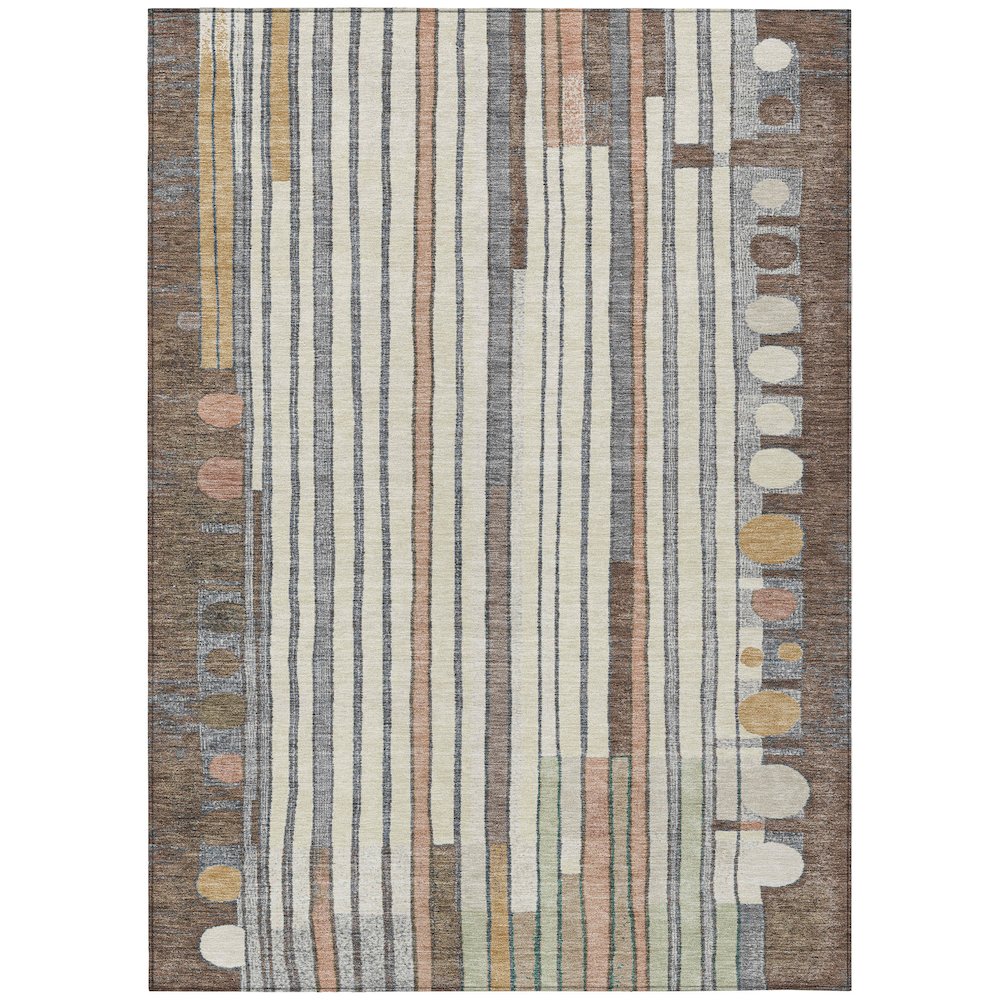 Machine Washable Indoor/Outdoor Chantille ACN2189 Brown 9' x 12' Rug. Picture 1