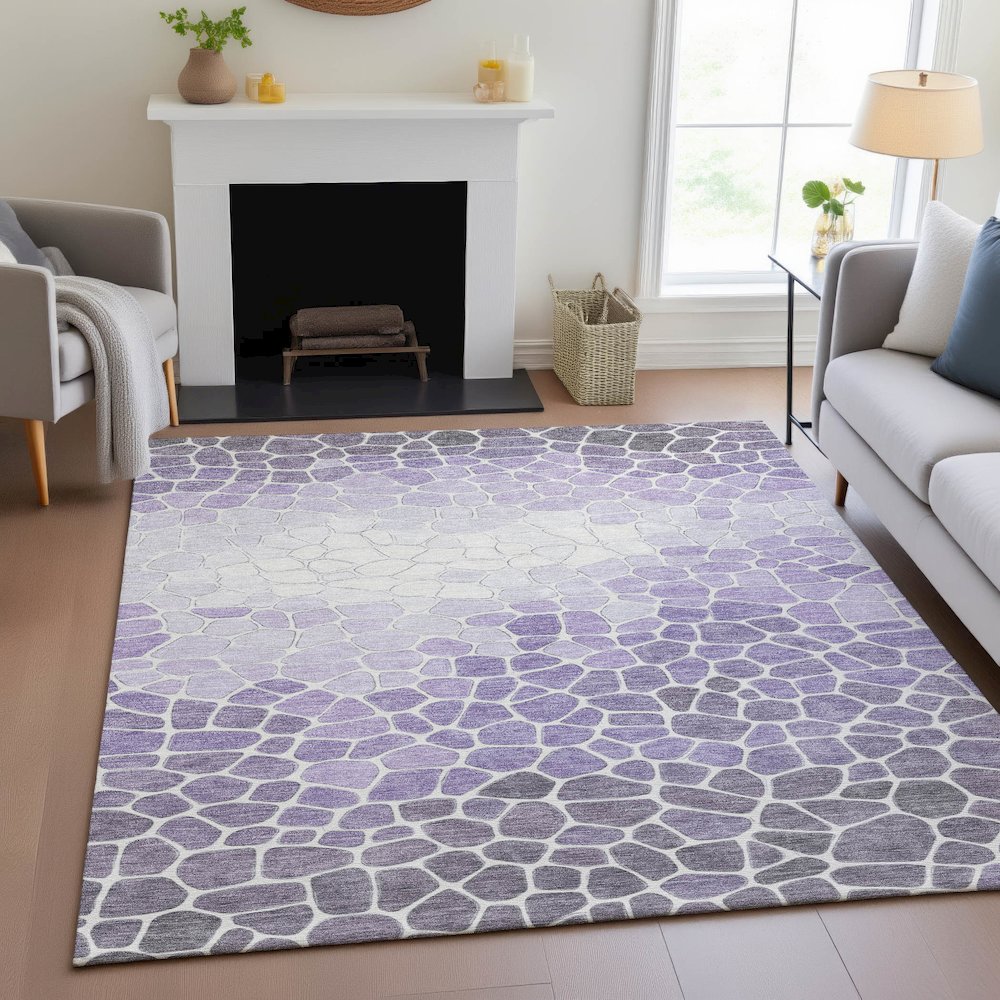Machine Washable Indoor/Outdoor Chantille ACN2190 Purple 9' x 12' Rug. Picture 5