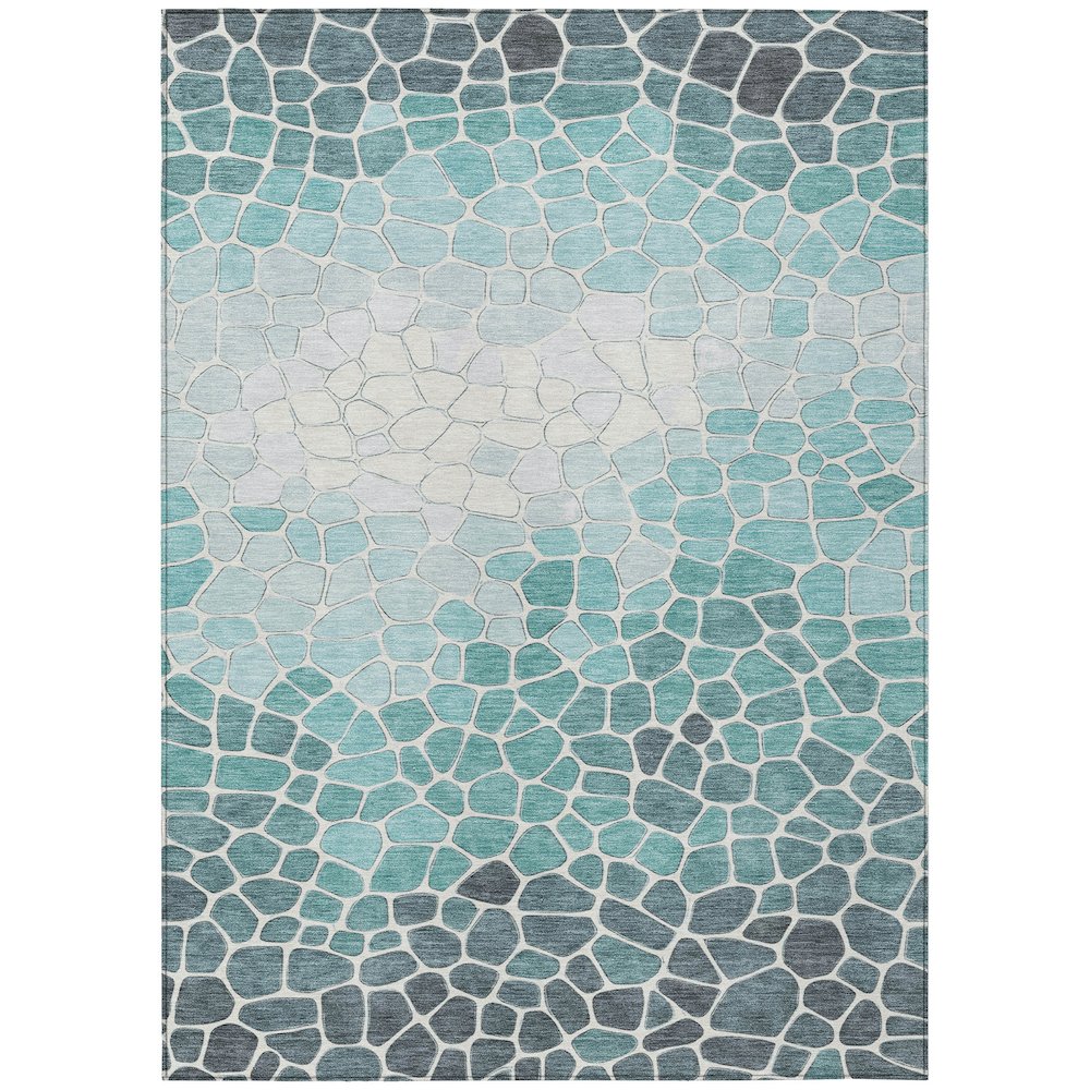 Machine Washable Indoor/Outdoor Chantille ACN2190 Teal 9' x 12' Rug. Picture 1