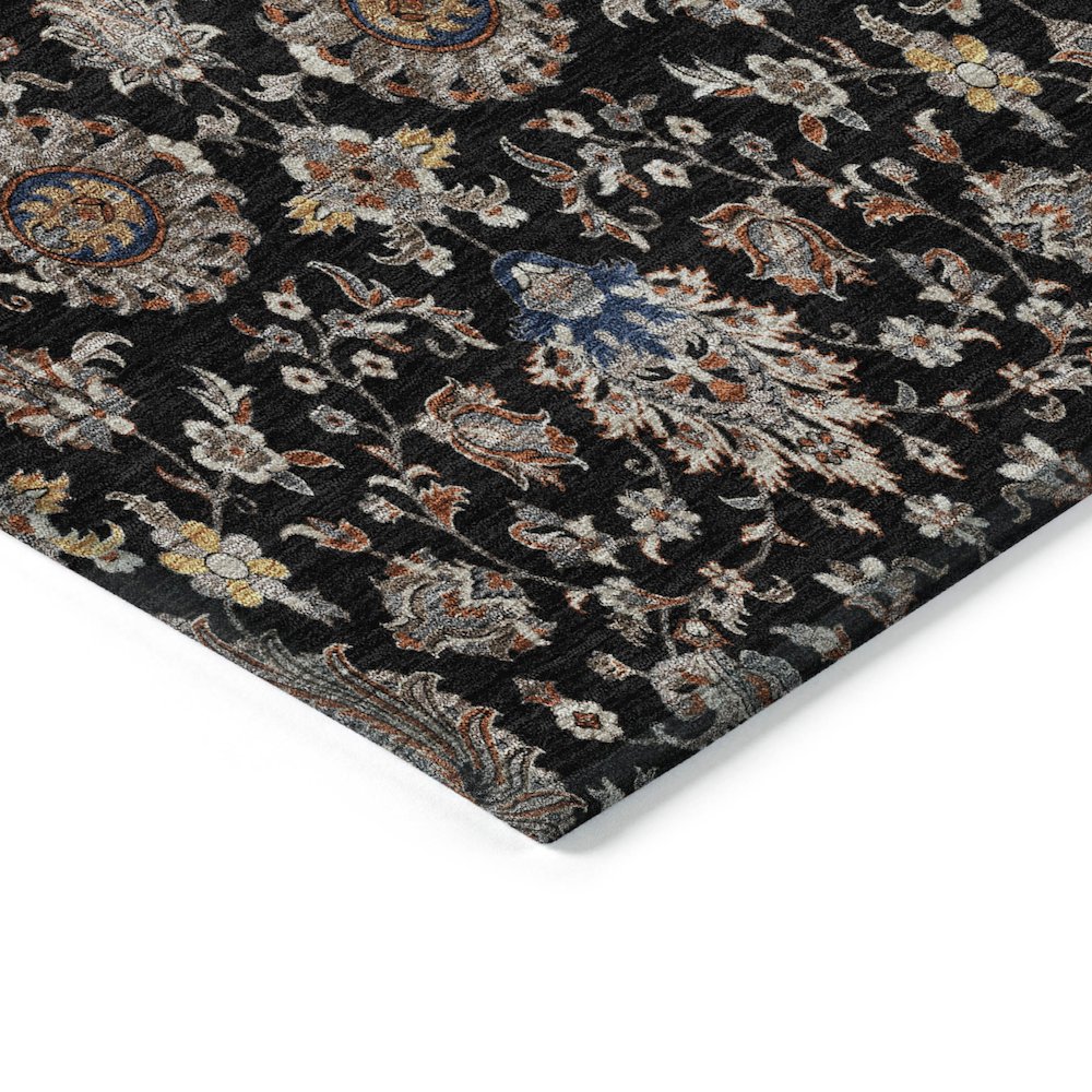 Machine Washable Indoor/Outdoor Chantille ACN2192 Black 5' x 7'6" Rug. Picture 3