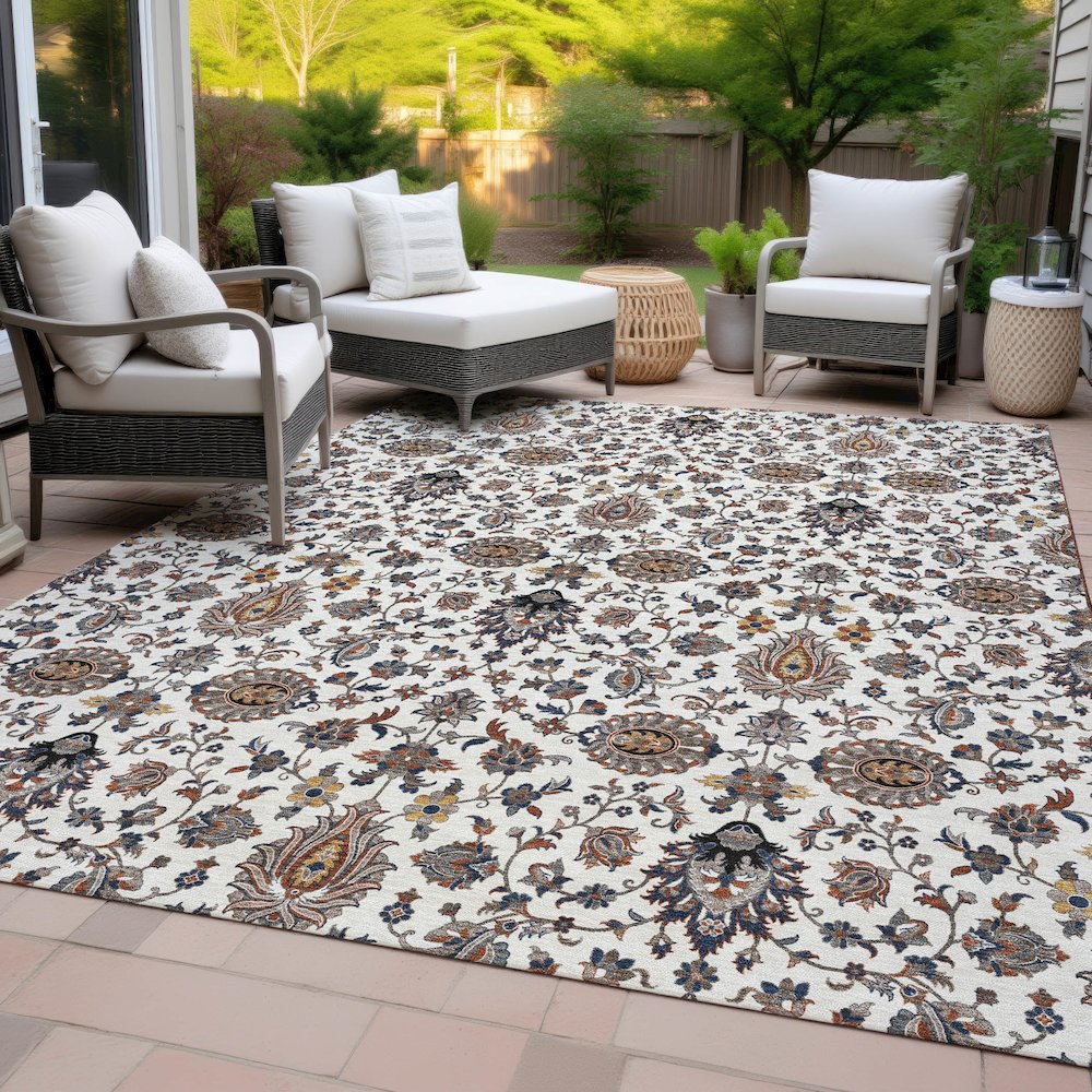 Machine Washable Indoor/Outdoor Chantille ACN2192 Ivory 9' x 12' Rug. Picture 8