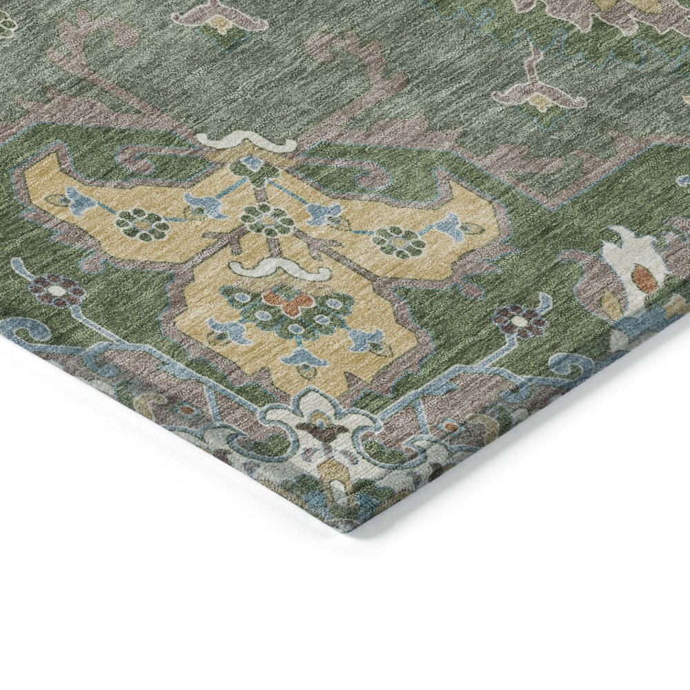 Machine Washable Indoor/Outdoor Chantille ACN2194 Green 5' x 7'6" Rug. Picture 3
