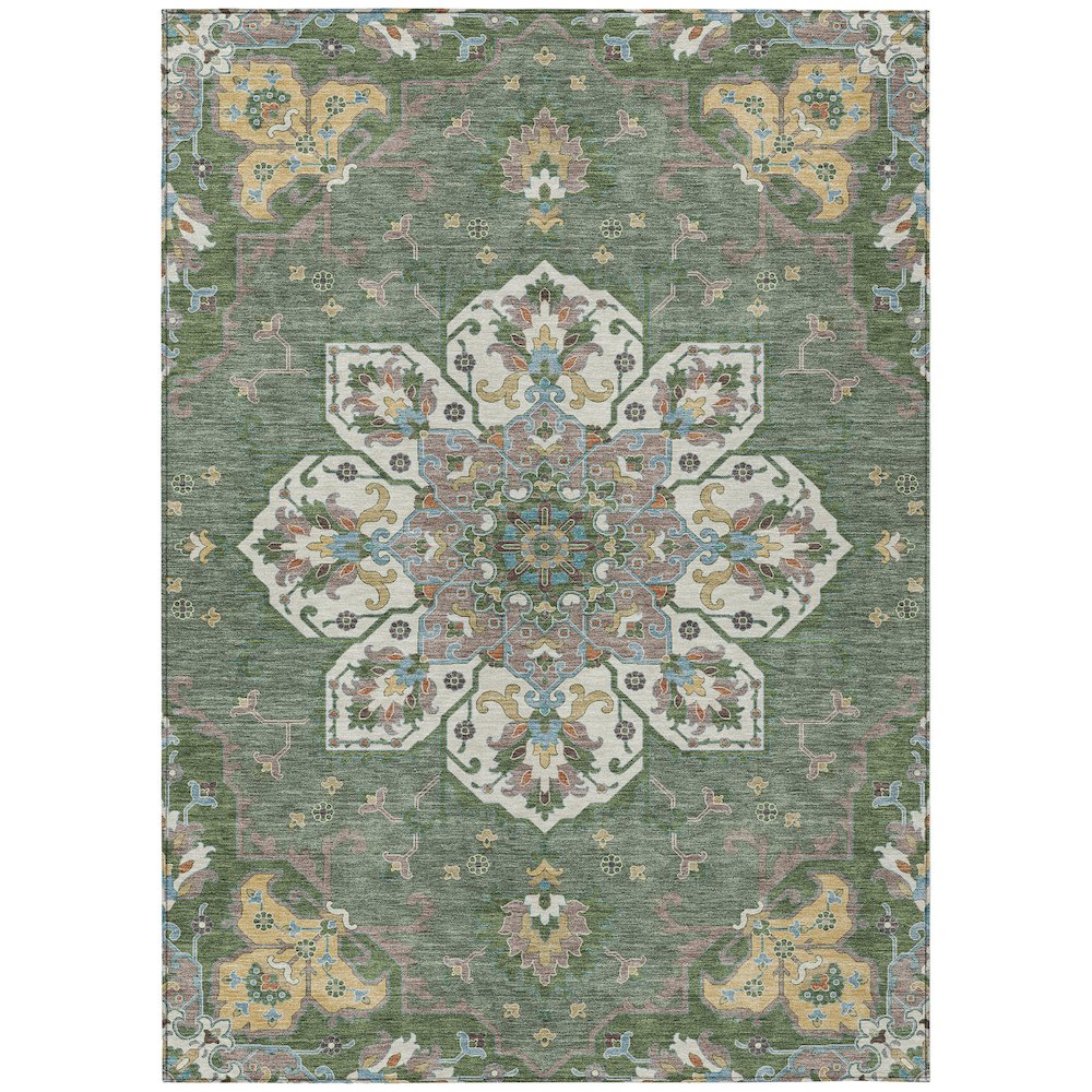 Machine Washable Indoor/Outdoor Chantille ACN2194 Green 9' x 12' Rug. Picture 1