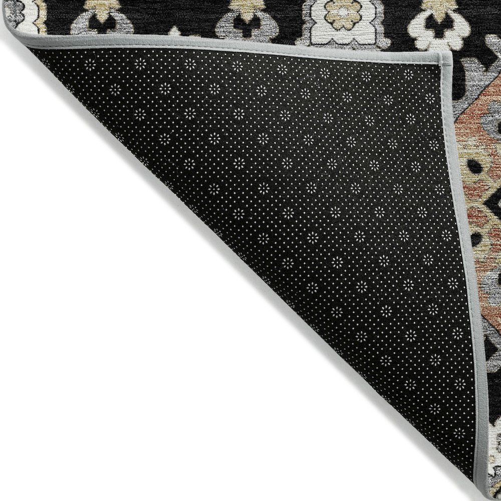 Machine Washable Indoor/Outdoor Chantille ACN2200 Black 5' x 7'6" Rug. Picture 2