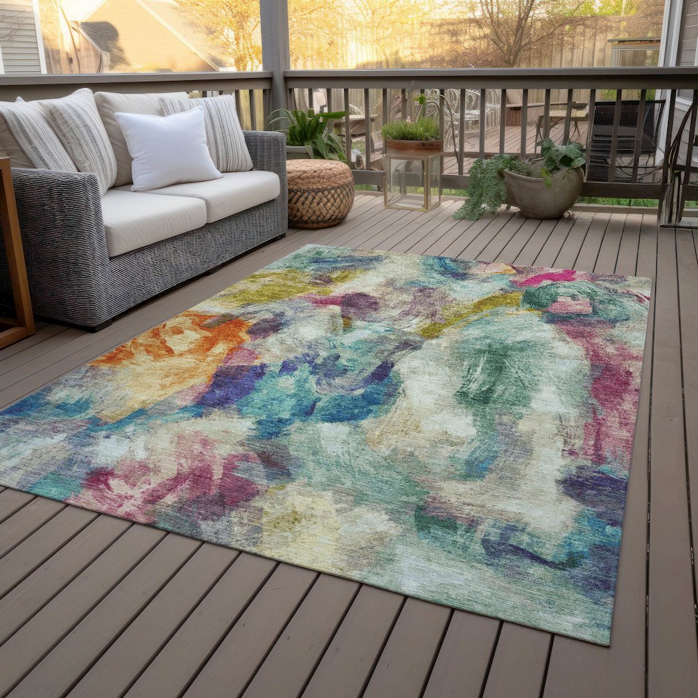 Machine Washable Indoor/Outdoor Chantille ACN2204 Sage 9' x 12' Rug. Picture 8
